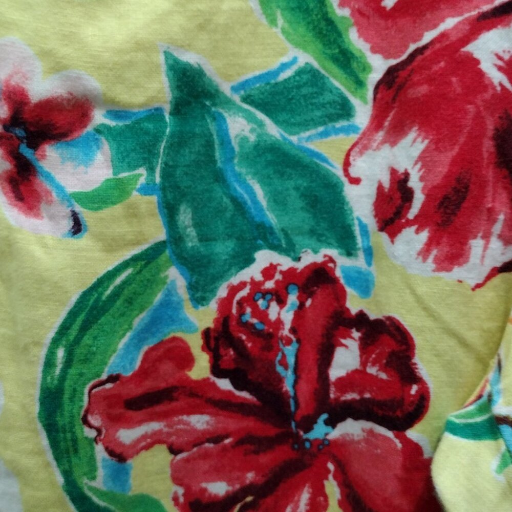 Lauren Ralph Lauren Tropical Floral Linen Pants Size 12 Yellow Resort Chic - Picture 11 of 12